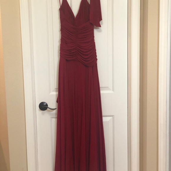 Deep Red BCBGMAXAZRIA Jersey Halter Dress - Picture 5 of 5